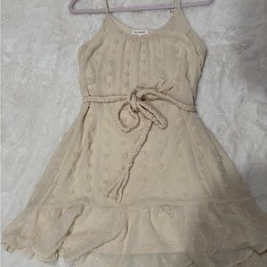 Blu Pepper Cream Textured Kids Dress